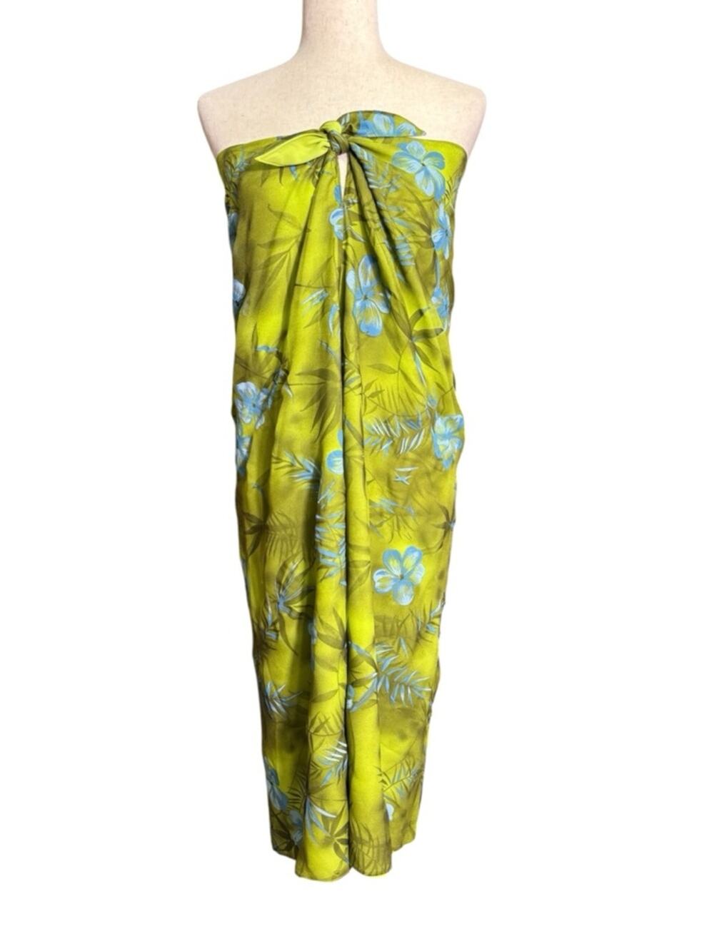 Spenser Jeremy 100% Silk Floral Dress/Skirt Chartreuse Tropical Boho Luxe 0012